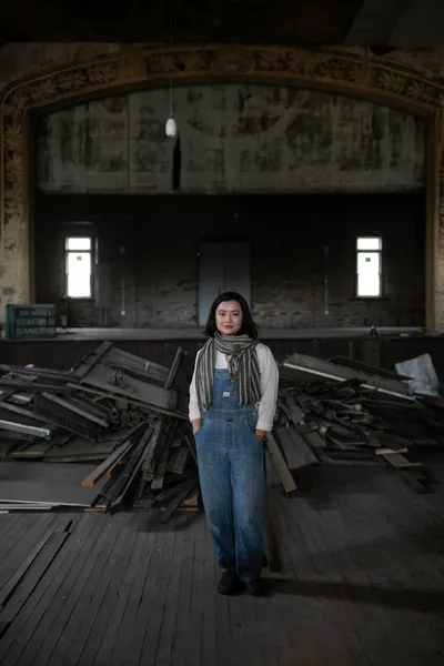 Tiff Piko in the Tecumseh Theater in Shawnee, OH on December 21, 2023. The building was built in 1908 and saved from the wrecking ball in 1976. Today, the exterior of the building is completely renovated and eyes are now focused on the second-story opera house for renovation.